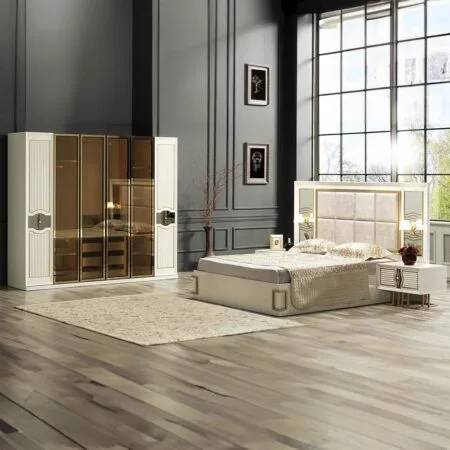 Hilton 114 bedroom set in London create an inviting atmosphere with refined finishes.