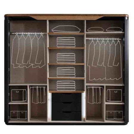 Hermes modern wardrobe with mirror, featuring sleek lines and a reflective surface.