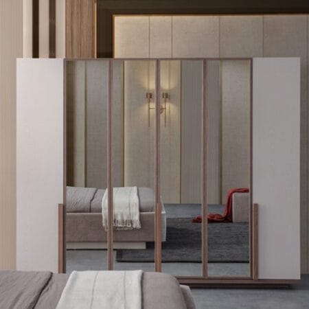 Impera modern wardrobe with shelves, offering spacious storage with a sleek, contemporary look.