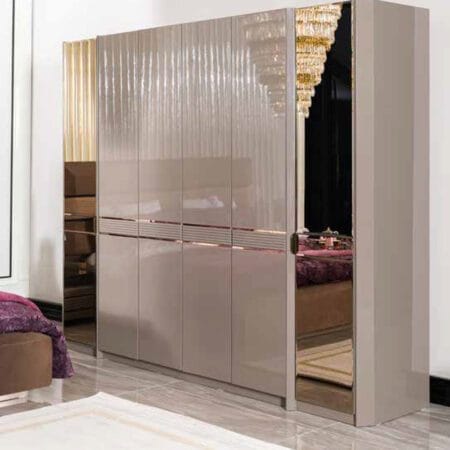 Napoli modern wardrobe with mirror, designed to organize your clothing.