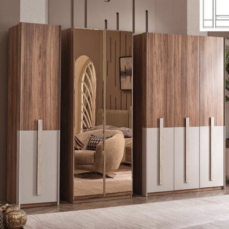 Palermo luxury wardrobe with mirror, offering a refined design and spacious storage.