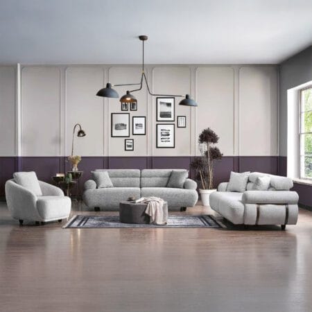 Comfortable sofa set in London, Nevada dark grey sofa invites relaxed seating.