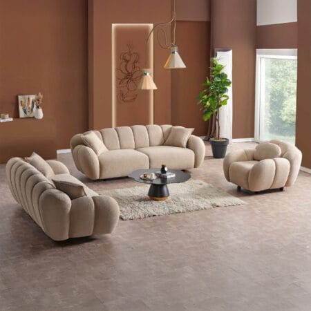 Stylish sofa set in London, Piena beige sofa complements modern home aesthetics.