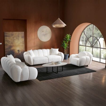 Luxury sofa set for sale, Piena cream sofa set delivers smooth, upscale seating.