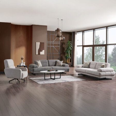 Luxury sofa set in London, Tudor dark grey sofa adds sleekness to living spaces.