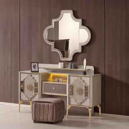 Luxury bedroom set in London, showcasing modern bedroom furniture with clean lines.