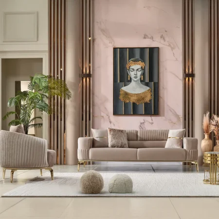 Comfortable Armoni cream contemporary sofa set with refined design and cozy seating.