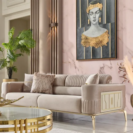 Durable Armoni cream London sofa set designed for long-lasting modern living.