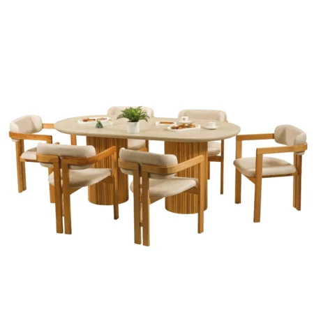 Pena Table Set Travertine / Grey