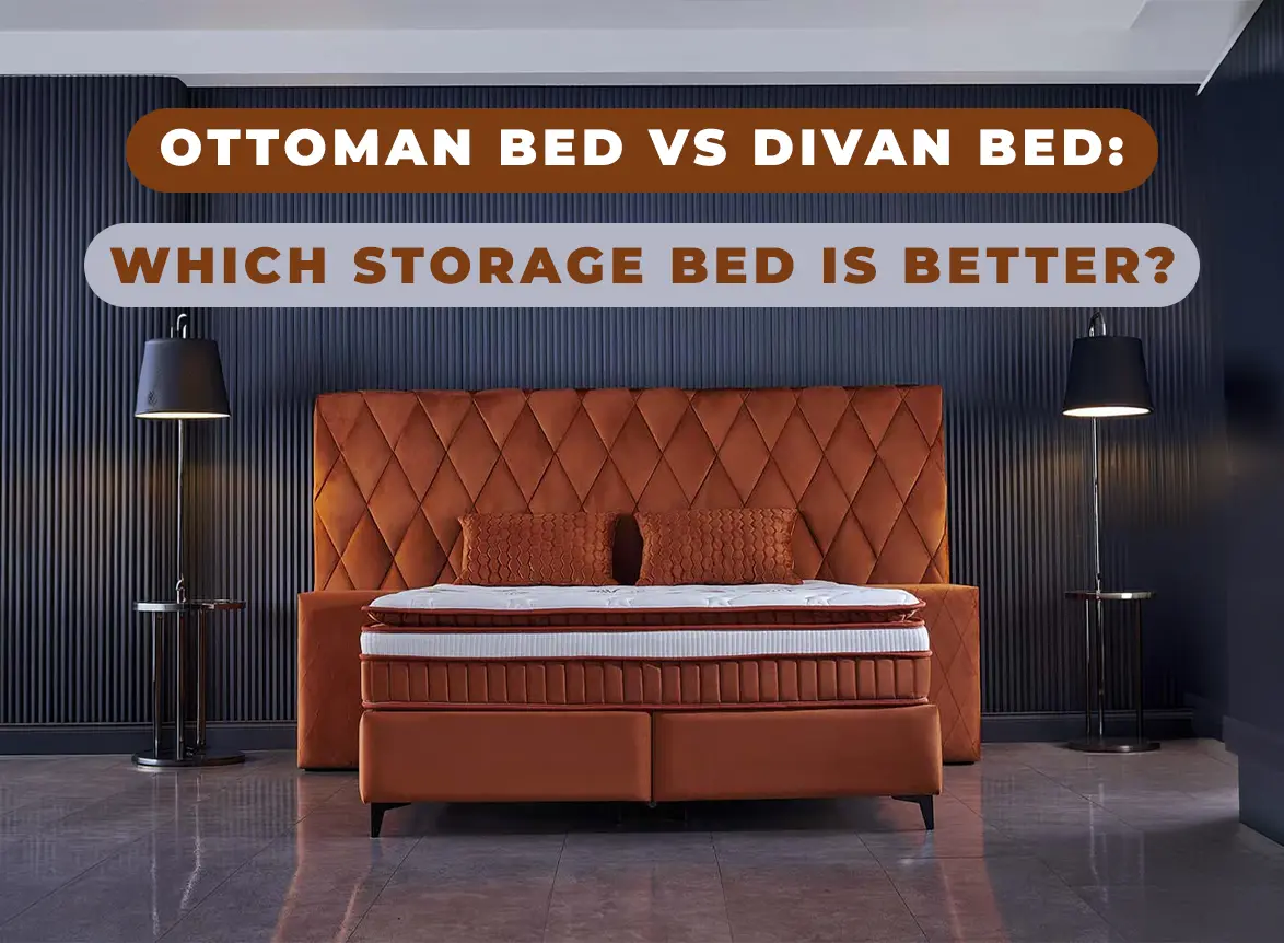 Modern bedroom comparing an ottoman storage bed with a divan bed with drawers